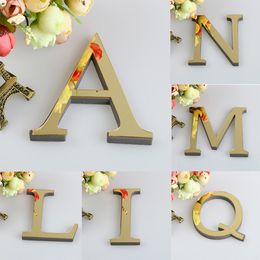 Wall Stickers DIY 3D Mirror 26 Letters Name Alphabet Wedding Love English Home Decor Art Mural 230822