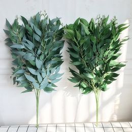 Decorative Flowers Wreaths Artificial willow bouquet fake leaves for Home Christmas wedding decoration jugle party willow vine faux foliage plants wreath 230823