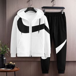 Men's Tracksuits FallWinter 2023 Sportswear Casual Suit Hooded Cardigan Running Wear Two Piece Set Mens Joggers 230822