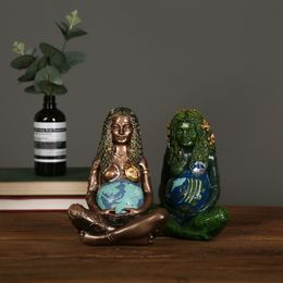 Decorative Objects Figurines Millennial Gaia Mythic Resin Figurine Mother Earth Art Statue Home Decors Desktop Ghia Goddess Sculpture Motherday Gift 230822