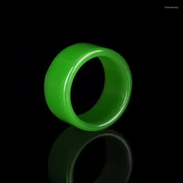 Cluster Rings Natural Green Jade Ring Women Boutique Jewellery Men Real Chinese Jades Stone Hand-carved Jasper Bands Girlfriend Mom Gifts