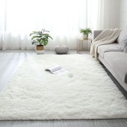 Carpets Plush Carpet Suitable For Living Room White Soft Fluffy Carpets Bedroom Bathroom Non-slip Thicken Floor Mat Teen Room Decoration 230823