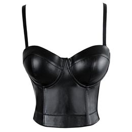 Women Leather Bra Tops Gothic Push Up Bra Corsage Sexy lingerie Corset Fashion Party Bra Club tops Wear Plus Size264L