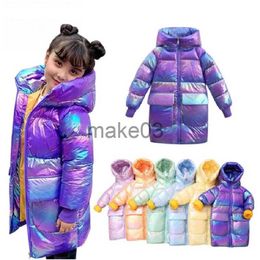 Down Coat Fashion Children Jackets For Boys Girls Autumn Winter Thickened Hooded Cottonadded Down Coat Kids Warm Long Outerwear Parkas J230823