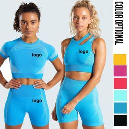 Active Sets Custom Logo Seamless Women Yoga Set Workout Sportswear Gym Clothing Sport Hight Waist Leggings Fitness Bra Crop Top224k