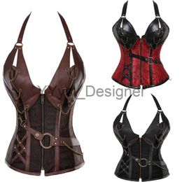 Adult Mediaeval Viking Pirate Costume Women Gothic Knight Corset Halloween Cosplay Steampunk Leathter Halter Vest Metal Cuirass x0823