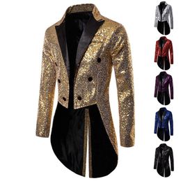 Men's Suits & Blazers Shiny Gold Sequin Glitter Embellished Blazer Jacket Men Nightclub Prom Suit Costume Homme Stage Clothes311l