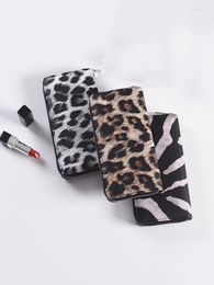 Wallets Fashion PU Wallet Black And White Leopard Print Coin Purse Classic Large Capacity Zipper Clutch Document Bag Ladies Billfold