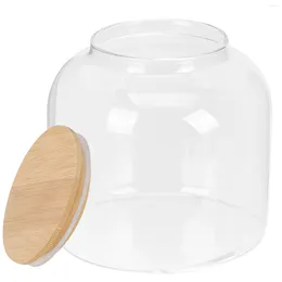 Storage Bottles Terrarium Spaghetti Jar Lid Glass Cereal Containers Large Jars Lids Airtight Bamboo Clear
