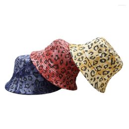 Berets 2023 Bucket-Hats For Women Fashion Leopard Print Cotton Panama Sunshine Summer Outdoor Female Fisherman Hat Anti-Sun Beach