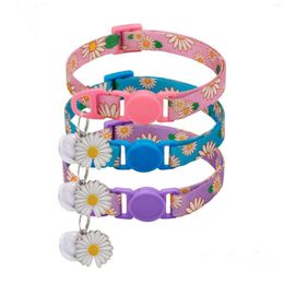 Dog Collars With Pendant Daisy Flower Printed Adjustable Necklace For Cat Pet Accessories