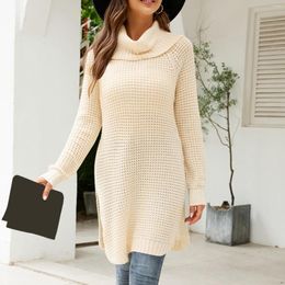 Women's Sweaters Autumn And Winter Vintage Long Pullover Sweater Casual Loose High Neck Knitted Elegant Versatile Solid Blouse