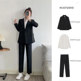 Women's Two Piece Pants Korean Interview Blazers Women Long 2 Set Office Lady Casual Loose Suit Jacket Trousers Outfits Pant Suits