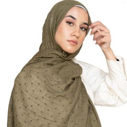 Ethnic Clothing Dot Pom Cotton Hijab Scarves Women Muslim Shawls Big Size Headscarf Wraps Solid Headbands Turbans Bandana Foulard Bufandas