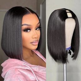 Straight Short Bob U Part Human Hair Wigs for Women U Shape Brazilian Human Hair Glueless Wig 220%density Glueless Wig