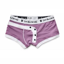 Man's underwear gay underpants ropa interior hombre buttons cotton boxershorts men low-rise boxer para hombre calzoncillo hom2381