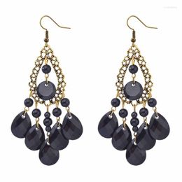 Dangle Earrings Bohemian Long Tassel Statement For Women Black Acrylic Water-drop Wedding Party Big Jewelry Fashion