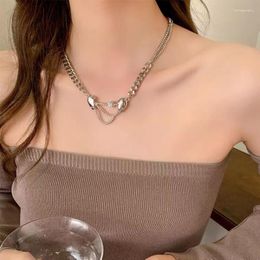 Pendant Necklaces Broken Heart Necklace For Women Korean Fashion Silver Color Splice Chain Collar Y2K Jewelry On The Neck