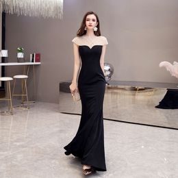 Black Red Crystal Of The Bride Mother Groom Dress Lady Women Formal Gowns For Party Evening Dresses Tail Even Wedding Guest Gown 403