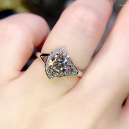 Cluster Rings Diamond-filled Skirt Imitation Moissanite Ring Hearts And Arrows Super Flash Engagement Female Live Distribution