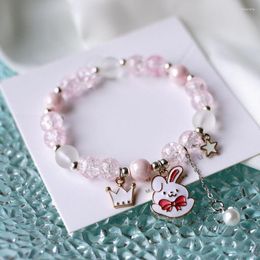 Charm Bracelets Korean Lovely Cartoon Bracelet For Women Colourful Crystal Beaded Cute Animal Flower Pearl Friend Jewellery