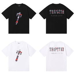 Designer Shirt Trapstar London Red Camo Letter Printing Pure Cotton Double Yarn Short Sleeve T-shirt Mens and Womens Street Fashion T-shirt