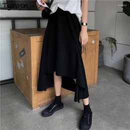 Skirts Women Design Asymmetrical Midi Skirt Black Trendy All-match Empire A-line Faldas Mujer Japanese Style Streetwear Harajuku