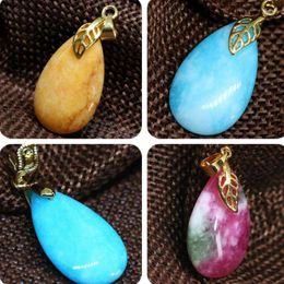 Pendant Necklaces Classical Design 4 Style Jades Stone Chalcedony Waterdrop Teardrop Fit For Diy Chain Necklace Women Jewels 15 25mm B1870