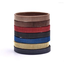 Bangle High Quality Fashion Colorful Stainless Steel Elastic Stretch Mesh Charm Bracelets For Men Women Jewelry Gift