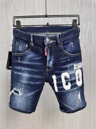 Designer Stone Torn Men's Jeans Men's Denim Shorts Made of High End Materials with Stretch Embroidery Asian Sizes 28-38