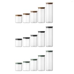 Storage Bottles 5x Food Canisters Organiser Glass Jar For Candy Spice Grains