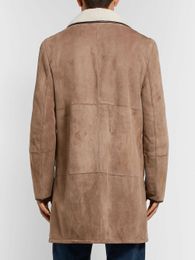 Loro Piano Coat Wool Designer Fashion Mens Long Coats Outerwear Light Brown Wollaston Shearling Coat with 3pcs Button
