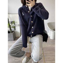 Exquisite Embroidery Little Bear Knitted Cardigan Women's Spring and Autumn New Single Breasted Round Neck Long Sleeve Sweater Coat Soft Glutinous Top