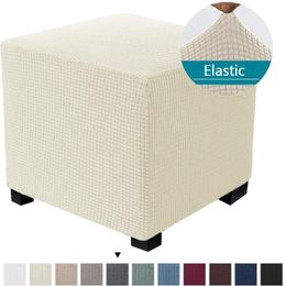 Chair Covers Elastic Jacquard Ottoman Stool Cover Stretch Footrest Dust Slipcover for Living Room Soft Non-slip Footstool Covers Home Decor 230823