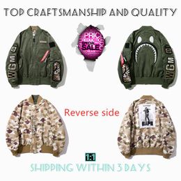 Top Craftsmanship Mens jackets Shark mens Star Spots designers coat Varsity co-branding Stylist storm ghosts Military style Camouf3203