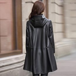 Women's Leather 2023 Spring Patty Product European Loose Sheepskin Windbreaker Down Coat Fashion Genuine Women 1831