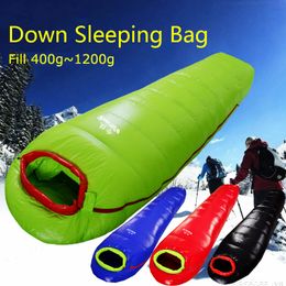 Sleeping Bags Adult Ultralight Mummy Goose Down Sleeping Bag Outdoor Backpacking Camping Hiking Travel Spring Summer Autumn Winter Portable 230823