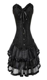 Corset Skirt for Women Steampunk Halloween Bustiers Dress Classic Push Up Embroidery Bodyshaper Clubwear Carnival Costume6546319