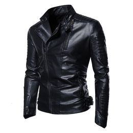 Men's Trench Coats 2023 Motorcycle Pilot Leather Jacket Fashion Brand Designer Punk Wind Oblique Zipper Design Coat p230822
