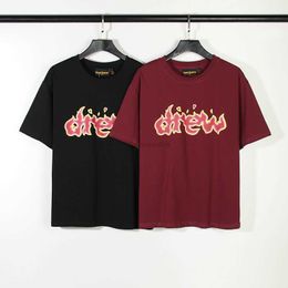 Designer Fashion clothing Luxury Mens Tees TShirts Drevv Skate House Smiling Face Flame Letter Summer American High Street Fashion Loose Couple Tshirt for Men and Wo