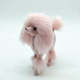 Decorative Objects Figurines 4 Inch Pink Poodle Figure Simulation Dog Plush Toys Gift Crafts Home Decoration Living Room Decoration 230823