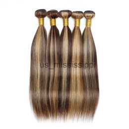 Synthetic Wigs KissHair 60Gram P427 Highlight Human Hair Bundles 10 to 22 Inch Precolored Brown Blonde Peruvian Hair Double Wefts x0823