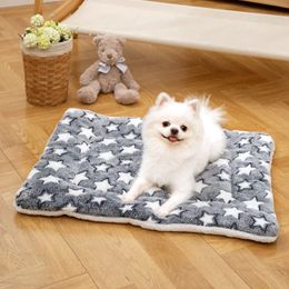 kennels pens Pet Dog bed mat Thickened Flannel Soft comfort Dog Blanket Winter Warm Cute Cat bed mat Machine washable Cat Blanket Pet supplie 230822