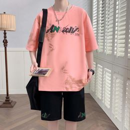 Men's Tracksuits Men Suit Fashion 2-piece Set Streetwear Short Shirts Shorts Pants Casual Oversized Comfortable Clothes Jogging 5XL