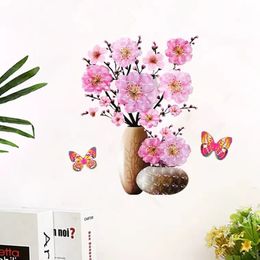 Wall Stickers 3D Simulation Vase Bedroom Room ThreeDimensional Gilding Decorative 230822