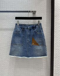 Skirts Fringed Denim Half Skirt! Logo Ring Buckle Super Design Sense! High Fanny Pack Hip Skirt Perfect Display