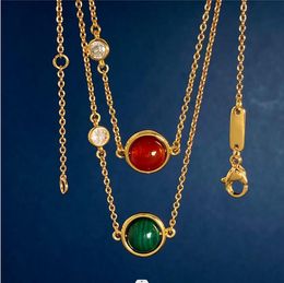 New Lucky necklaces Transfer fate Beads Natural Red Agate Malachite Round Single Diamond Bracelet Women's Fashion Jewellery
