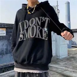 Men's Hoodies Sweatshirts Gothic letters hot drilling women's hoodie 2021 new Y2K street fashion brand sweatshirt oversized loose casual hoodie top women J230823