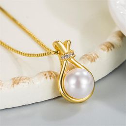 Chains S925 Sterling Silver Pendant Necklace Ladies 24k Gold Fortune Bag Good Luck Jewellery Charm Gift