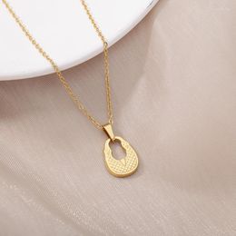 Chains Gothic Bag Pendant Necklaces For Women Gold Colour Stainless Steel Chain Geometric Basket Female Necklace Fashion Jewellery Gift